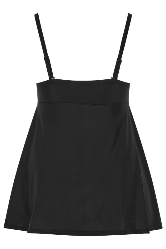 YOURS Plus Size Black Buckle Front Tummy Control Swim Dress | Yours Clothing 8