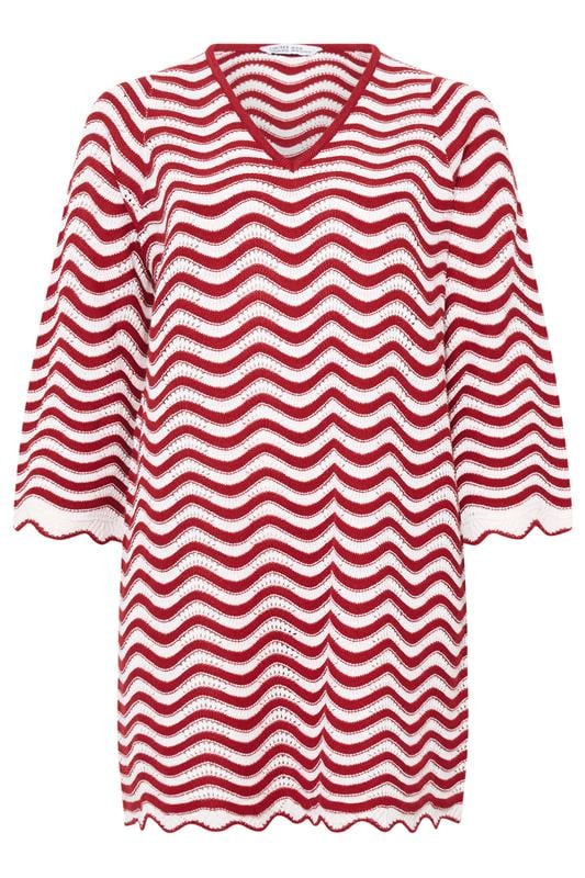 LIMITED COLLECTION Plus Size Red Stripe Crochet Knitted Dress | Yours Clothing 5