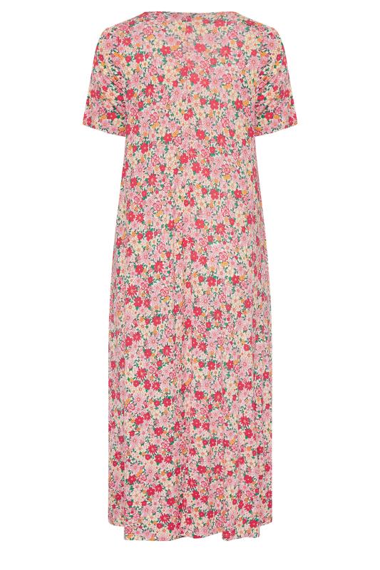 YOURS Plus Size Pink Floral Pleat Front Maxi Dress | Yours Clothing  7