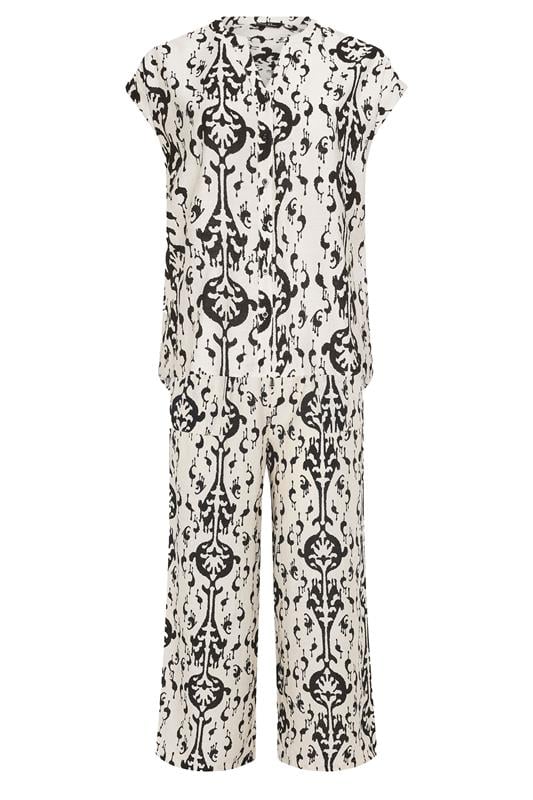 EVANS Plus Size Set White Abstract Print Blouse & Trouser | Evans 7