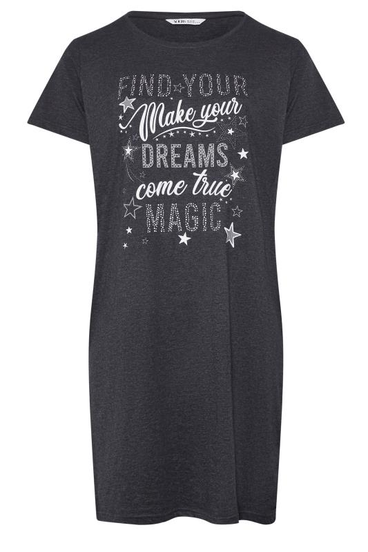 YOURS Plus Size Grey Star Textured 'Find Your Magic' Slogan Nightdress 6