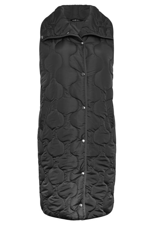 YOURS Plus Size Black Funnel Neck Quilted Longline Gilet | Yours Clothing 7