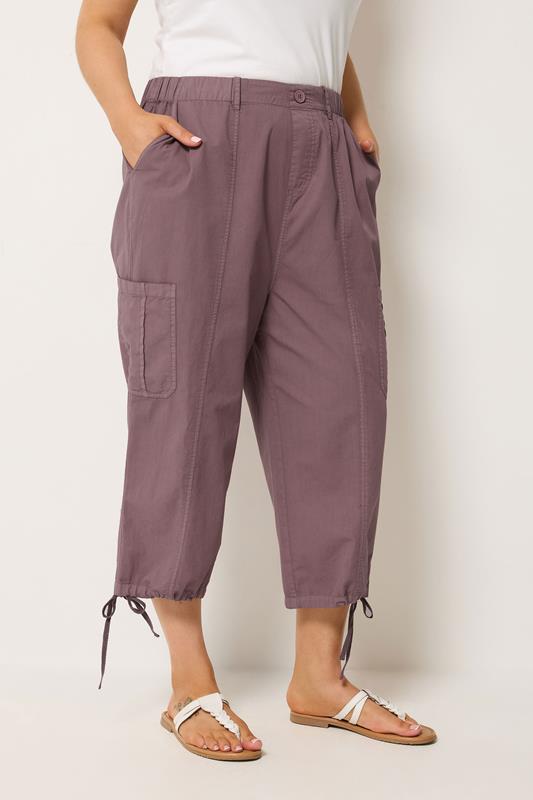 YOURS Plus Size Pink Cropped Cargo Trousers | Yours Clothing 1