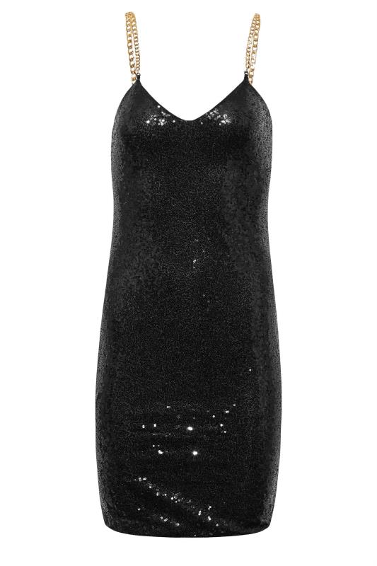 Petite Black Sequin Chain Strap Dress | PixieGirl 6