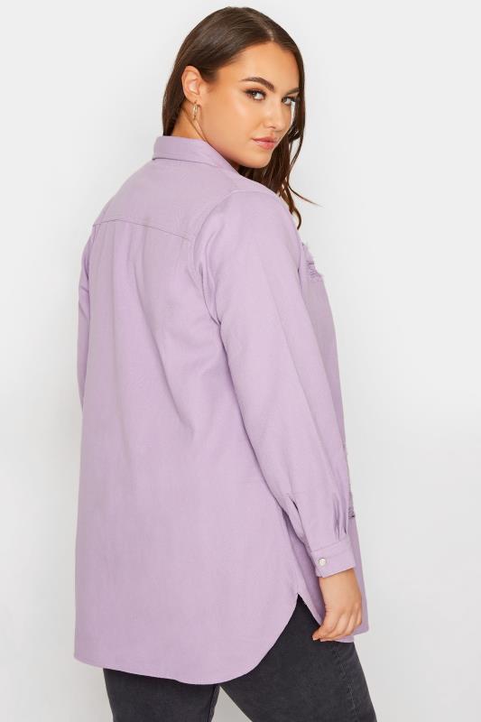 Curve Lilac Purple Distressed Denim Shirt_C.jpg