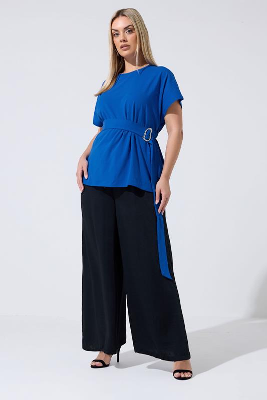 LIMITED COLLECTION Plus Size Blue Belt Buckle T-Shirt | Yours Clothing 1