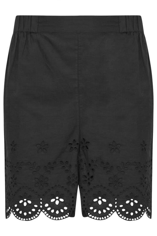 LTS Tall Black Broderie Anglaise Shorts | Long Tall Sally 5