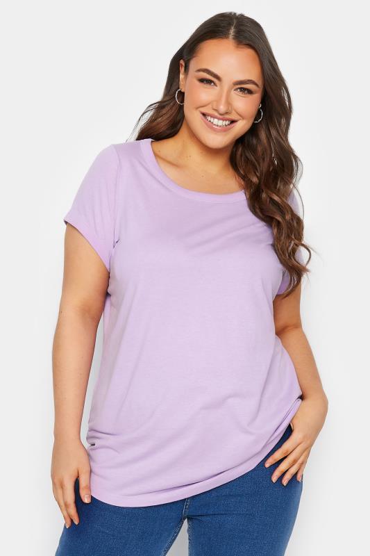 YOURS Plus Size Curve Purple Essential T-Shirt | Yours Clothing  1