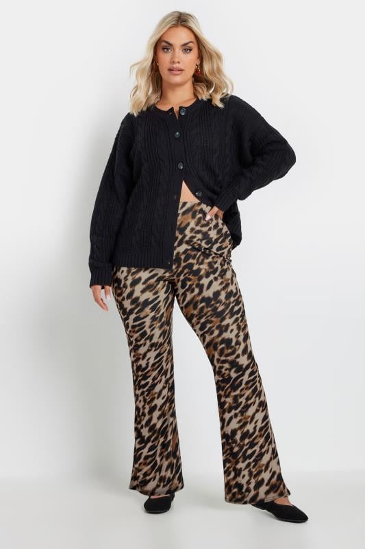 LIMITED COLLECTION Plus Size Brown Leopard Print Flared Trousers | Yours Clothing 4