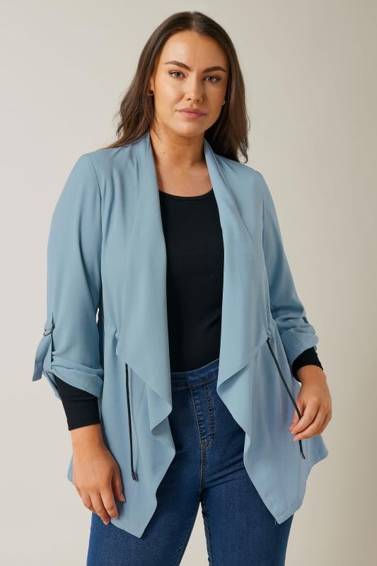 EVANS Plus Size Blue Waterfall Jacket | Evans  1