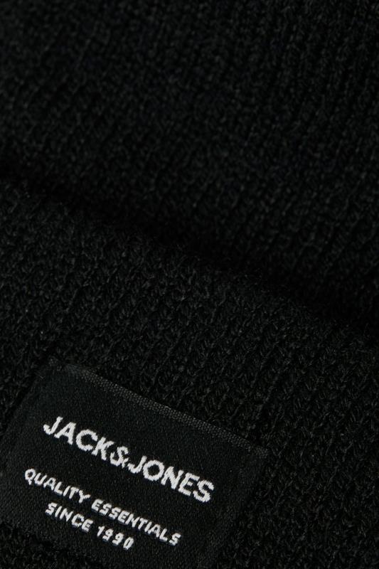 JACK & JONES Black Patch Logo Beanie | BadRhino 3