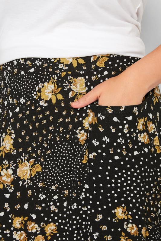 YOURS Curve Black & Yellow Mixed Print Pocket Detail Maxi Skirt | Yours Clothing 4