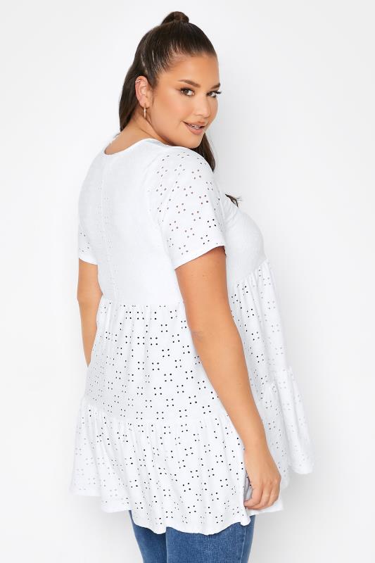 LIMITED COLLECTION Curve White Broderie Anglaise Tiered Smock Top 4