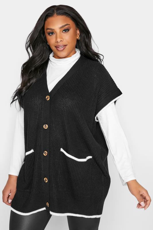 Curve Black Button Through Knitted Vest 1
