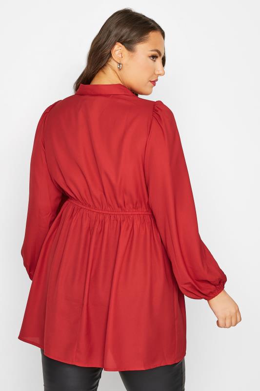 LIMITED COLLECTION Plus Size Red Peplum Rugby Shirt | Yours Clothings 3