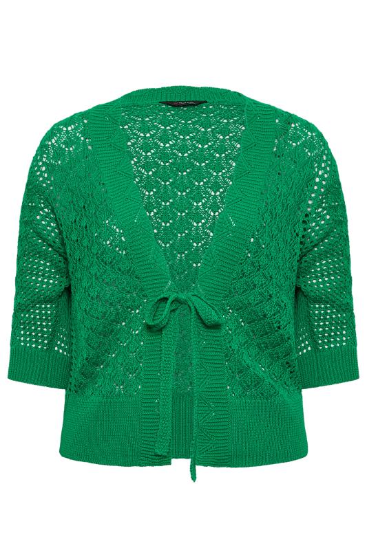 YOURS Plus Size Green Pointelle Tie Up Shrug | Yours Clothing 6