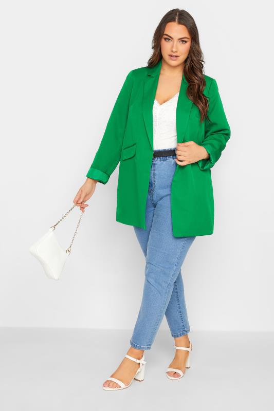 Plus Size Green Tailored Blazer | Yours Clothing 2