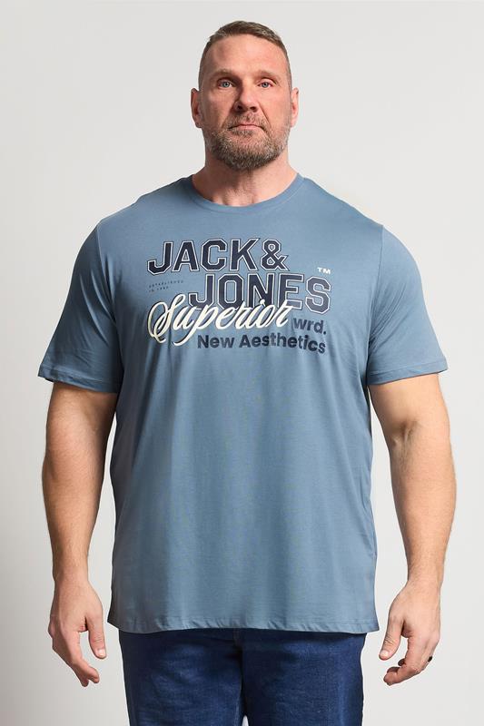 JACK & JONES Big & Tall Blue Graphic T-Shirt | BadRhino 1