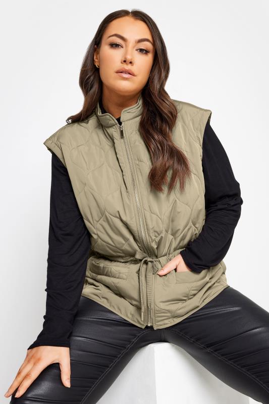 YOURS Plus Size Beige Brown Cropped Boxy Gilet | Yours Clothing 5
