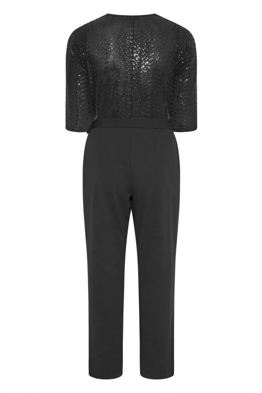 YOURS LONDON Plus Size Black Sequin Wrap Jumpsuit | Yours Clothing 7