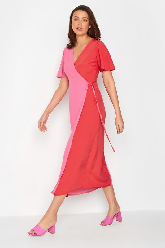 LTS Tall Women's Pink & Red Two Tone Wrap Dress | Long Tall Sally 2