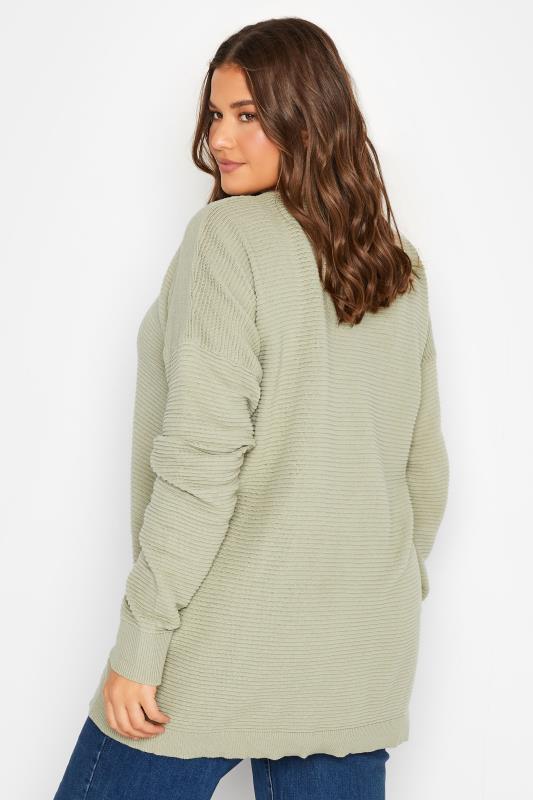 LTS Tall Womens Sage Green Ribbed Knitted Jumper | Long Tall Sally  3