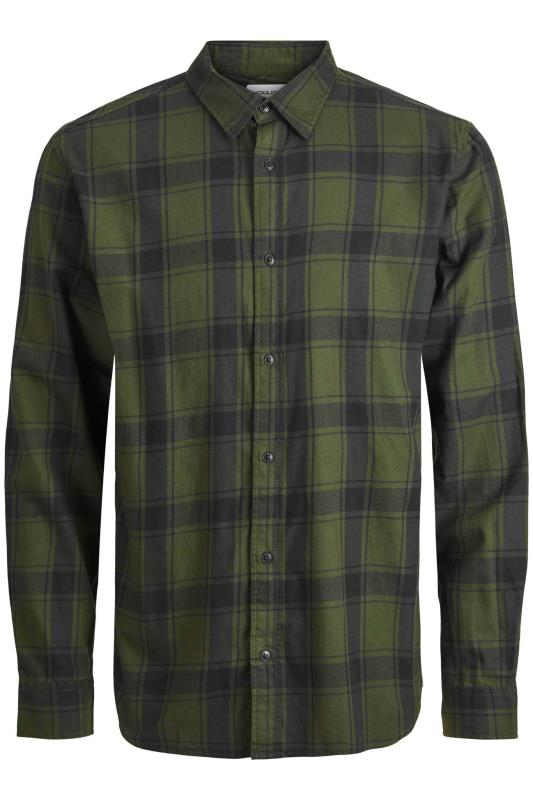 JACK & JONES Big & Tall Khaki Green Cotton Check Shirt 2