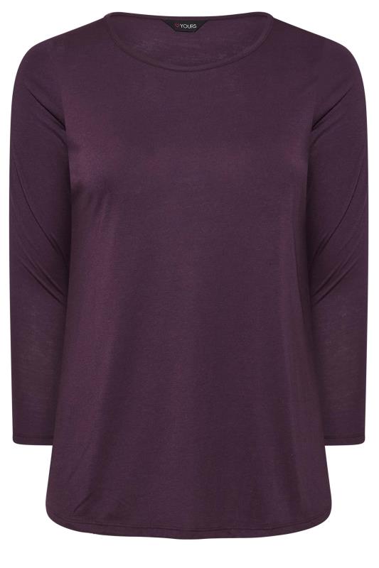 Plus Size Dark Purple Long Sleeve T-Shirt | Yours Clothing 5