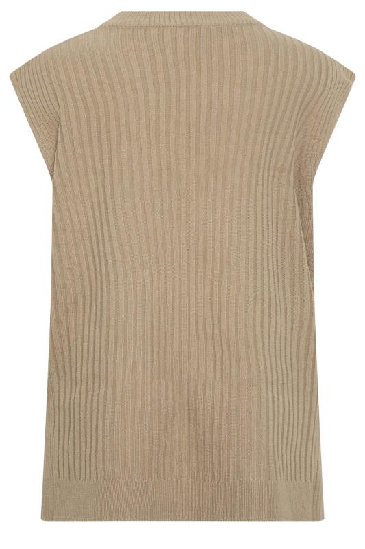 YOURS Plus Size Beige Brown Side Split Knitted Vest Top | Yours Clothing 9