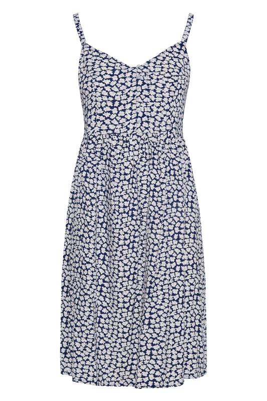 Plus Size Navy Blue Ditsy Print Strappy Sundress | Yours Clothing 6