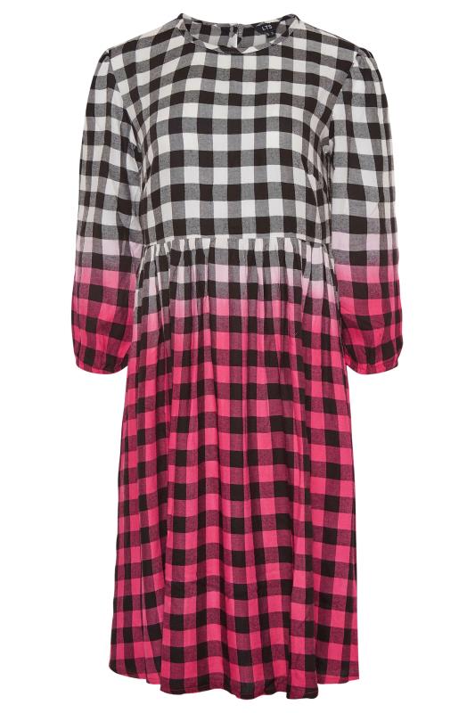 LTS Tall Pink Ombre Check Smock Dress 6