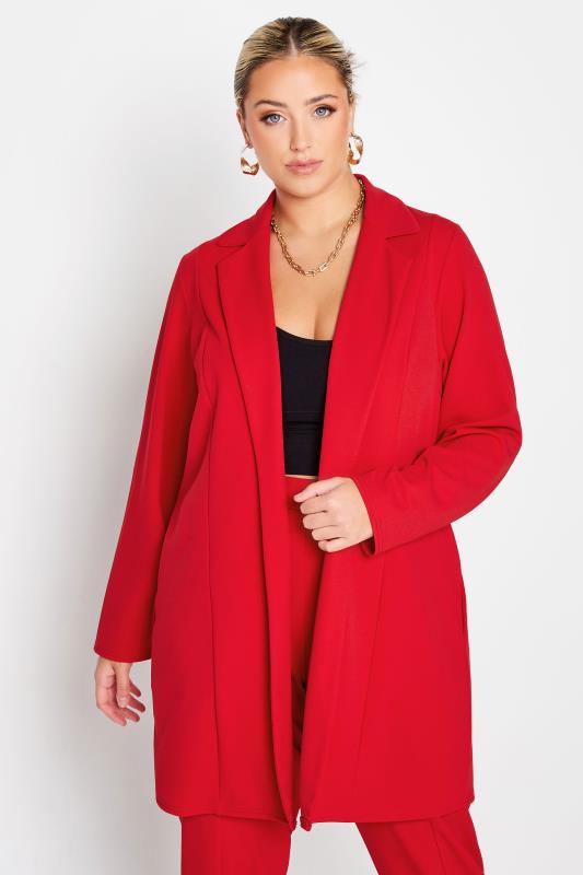 LIMITED COLLECTION Plus Size Red Longline Blazer | Yours Clothing 1