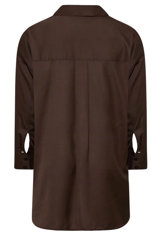 Plus Size Chocolate Brown Oversized Boyfriend Shirt | Yours Clothing 8