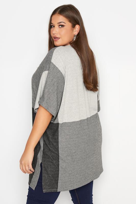 Curve Grey Checked Short Sleeve Knitted Cardigan_C.jpg