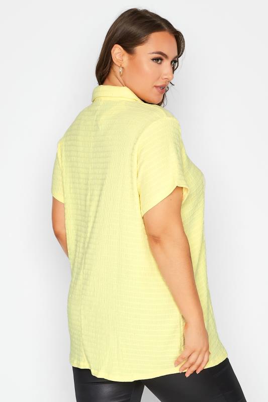 Plus Size Yellow Textured Polo Neck Top | Yours Clothing 3