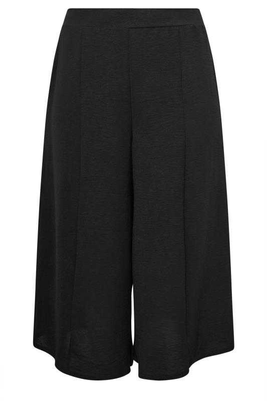 YOURS Plus Size Black Hammered Satin Wide Leg Culottes | Yours Clothing