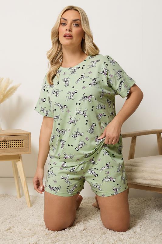  YOURS Ensemble de pyjama à manches courtes vert à motif dalmatien