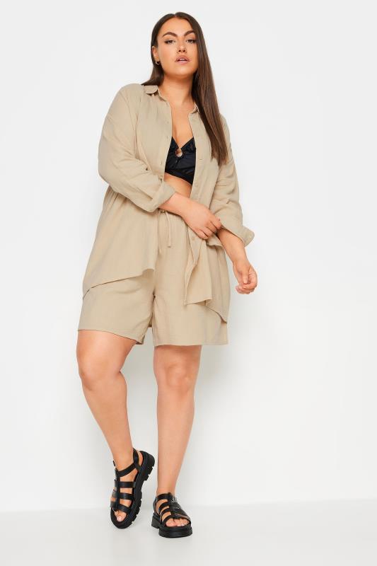 YOURS Plus Size Stone Brown Pure Cotton Cheesecloth Shirt | Yours Clothing 4