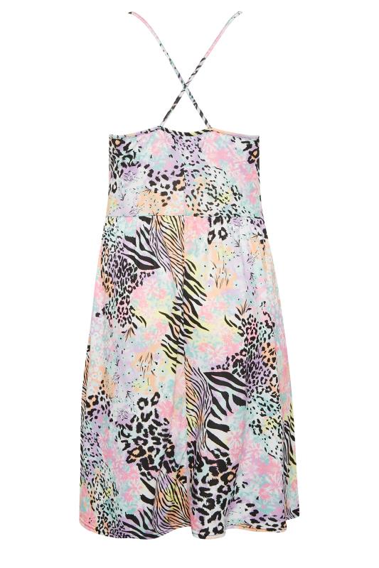 LIMITED COLLECTION Plus Size Pink Mixed Print Ring Front Midi Dress | Yours Clothing 7