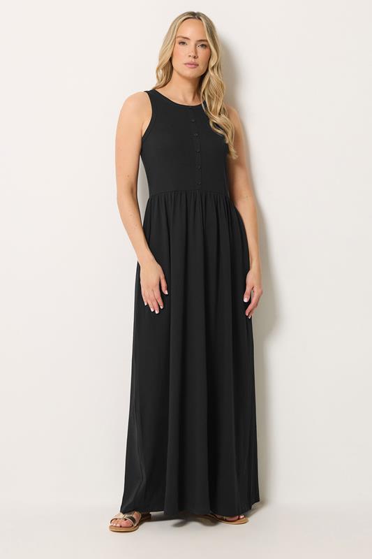 LTS Tall Women's Black Button Detail Cotton Maxi Dress | Long Tall Sally 2