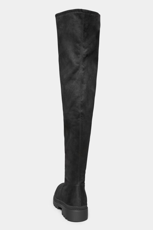 LIMITED COLLECTION Black Suede Over The Knee Chunky Boots In Extra Wide EEE Fit 4