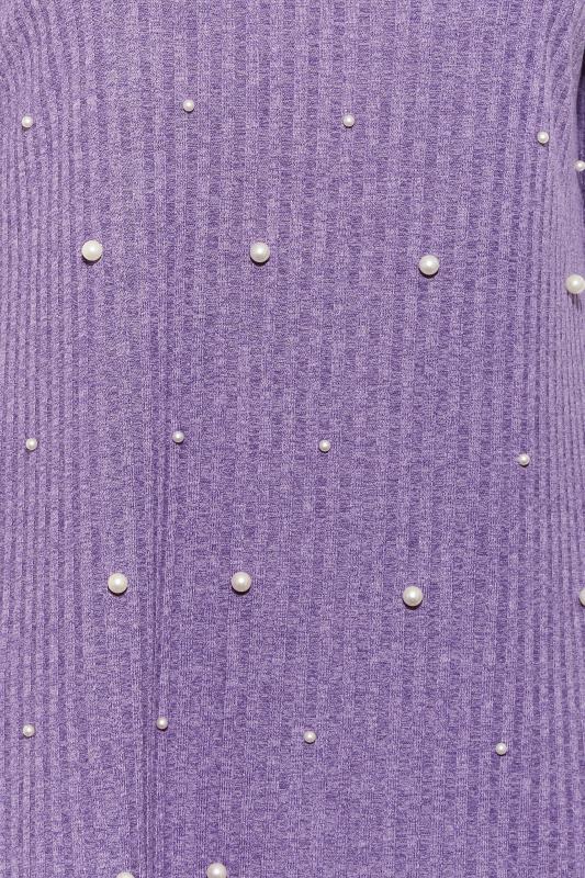 Plus Size Purple Pearl Embellished Split Hem Top | Yours Clothing 5