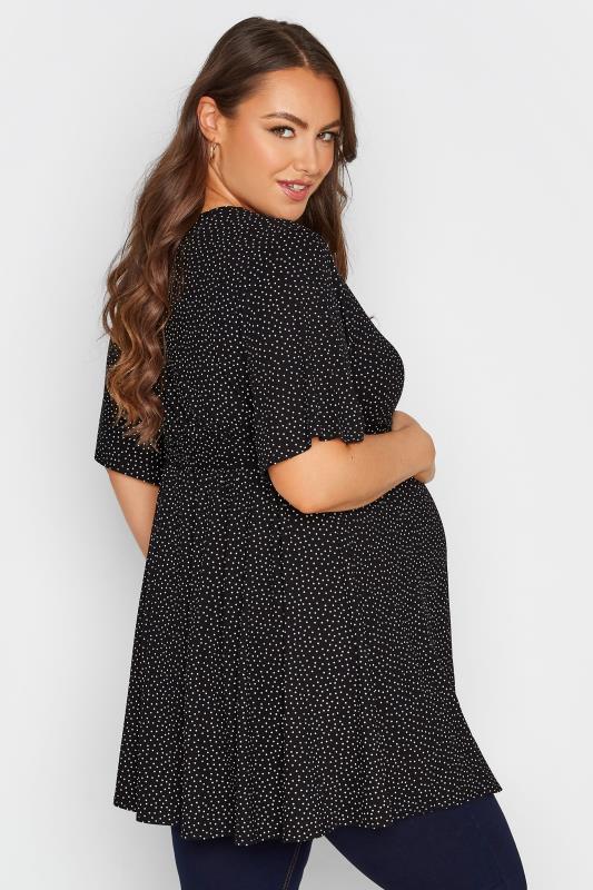 BUMP IT UP MATERNITY Plus Size Black Polka Dot Keyhole Top | Yours Clothing 3