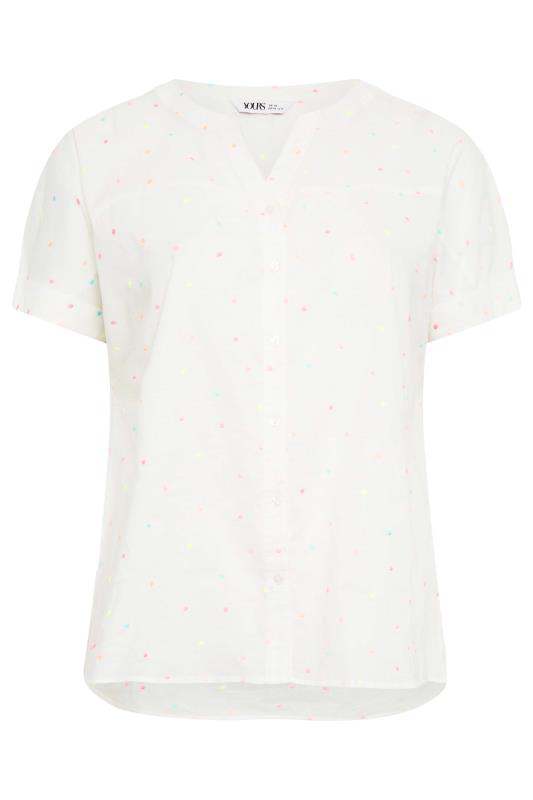 YOURS Plus Size White Dobby Spot Shirt | Yours Clothing 7