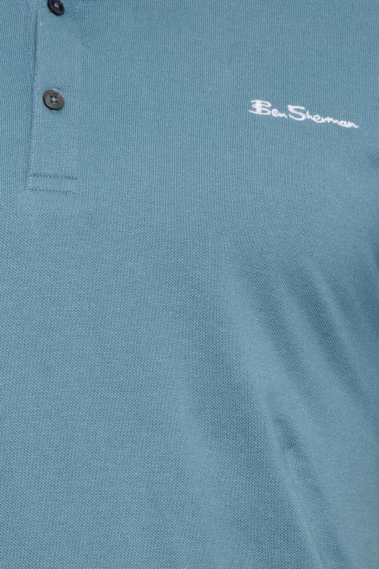 BEN SHERMAN Big & Tall Shadow Blue Signature Tipped Polo Shirt | BadRhino  2