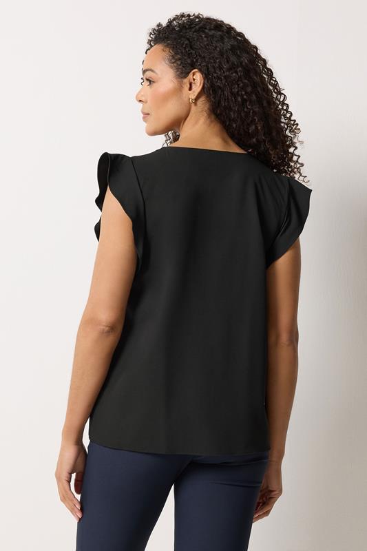 M&Co Black Frill Sleeve Pleated Blouse | M&Co 2