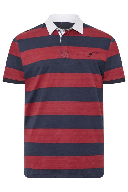 KAM Big & Tall Navy Blue Stripe Rugby Polo Shirt 3