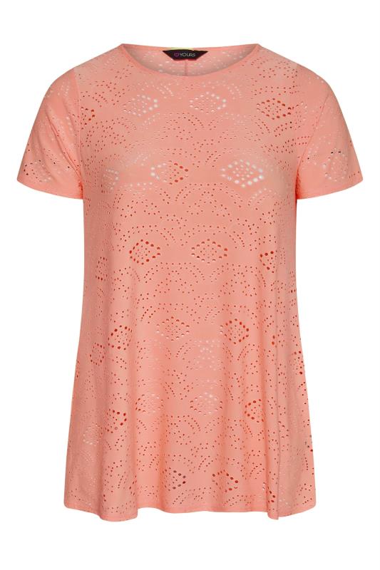 Plus Size  Coral Pink Broderie Swing Top