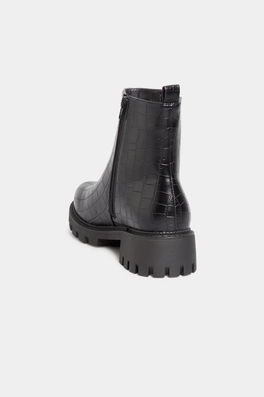 Black Croc Chunky Chelsea Boots In Wide E Fit & Extra Wide EEE Fit | Yours Clothing 4