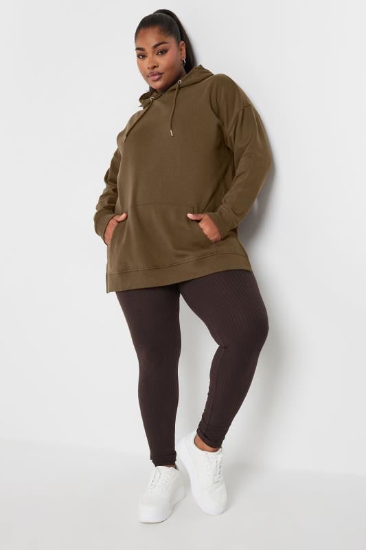 YOURS Plus Size Mocha Brown Hoodie | Yours Clothing 2